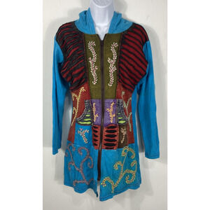 Rising International Jacket Women’s Size Small Colorful Boho Hippie Full Zip